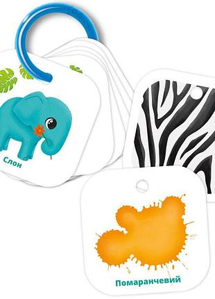 Детские обучающие карточки на кольце "цвета. животные" vt2000-01