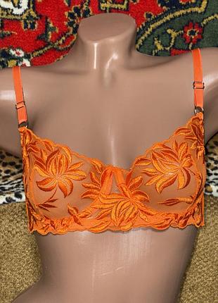 Гарний яскравий мереживний бюстгальтер бюстик туреччина, на кісточках. сітка+ вишивка на сітці.