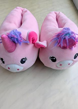 Тапки, тапочки кімнатні рожеві єдиноріг для дівчинки