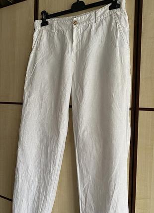 Брюки белые льняные 100/ лен 4