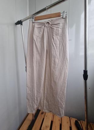 Pull and bear спідниця з льон і віскоз 3