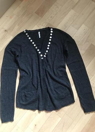 Кофта ангора вовна кашемір бавовна кардиган джемпер натуральний чорна жіноча