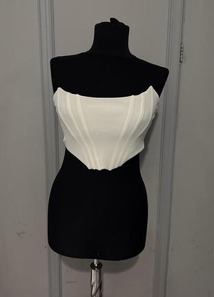 Топ корсет zara білий короткий сітка