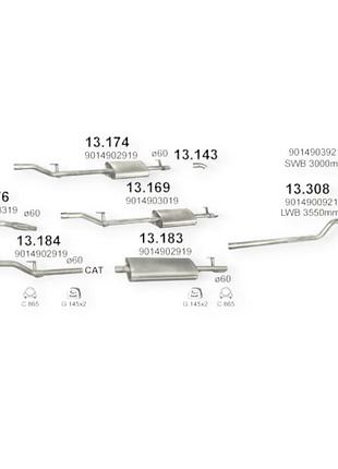 Глушитель mercedes-benz sprinter 2.2-2.7d (2000-2006) polmostrow