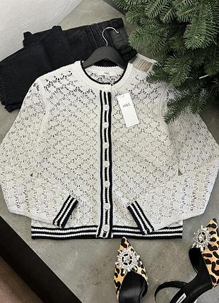 Кардиган жіночий ажурної вʼязки m&s молочний