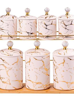 Набір для сипучих продуктів на металевій підставці 7 предметів по 300 мл і 700 мл hp-1215