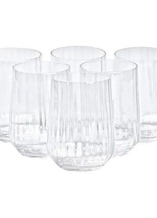 Набір склянок ребристих 6 штук по 450 мл прозорий hp98