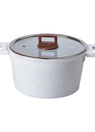 Алюмінієва каструля з керамічним покриттям антипригарним ø 24 см біла mgc hp-4-441