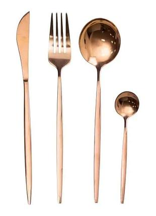 Набір столових приборів 24 предмети набір ложок виделок і ножів на 6 персон бронзовий hp-20-44