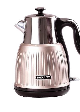 Электрочайник sokany sksh1055 1.6 литров розовый металлик
