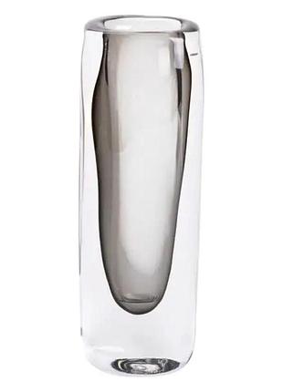 Ваза скляна прозора 7.7х5.5х24.5 см для квітів декоративна 200 мл сіра hp-10-16