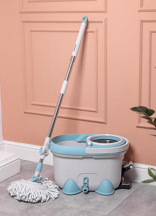 Комплект швабра с ведром и отжимом, телескопическая ручка, микрофибра для пола, набор для уборки hp-35015-1