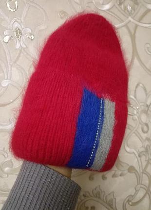 Шапка ангорка на флісі