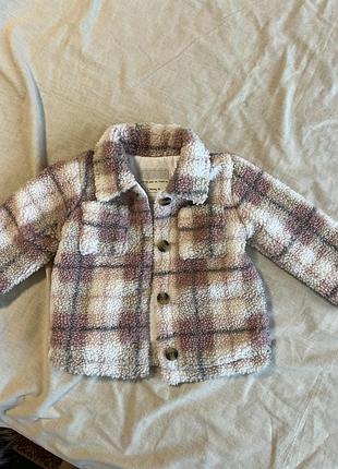 Курточка тедді для дівчинки, рожева куртка сорочка на вік 9-12 місяців