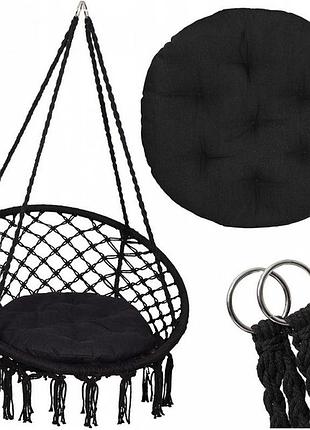Кресло подвесное бразилийское качели гамак bonro b-092-3 черный 120 кг + большая подушка