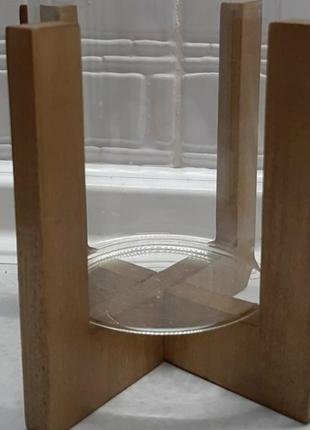 Підсвічник скляний на дерев'яній підставці3 фото