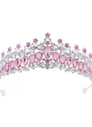 Корона розовая, украшенная камнями