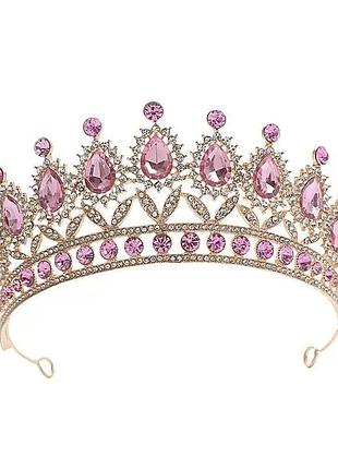 Корона розовая изысканная с камнями