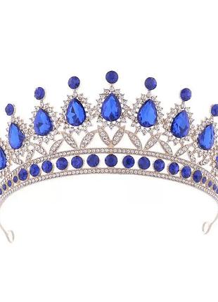 Корона синяя изысканная с камнями