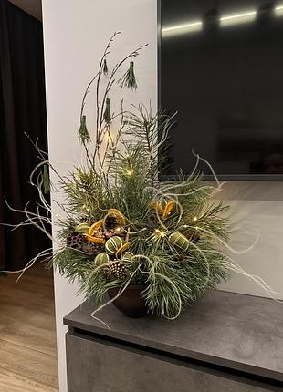 Новорічна композиція з живої ялини