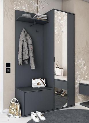 Передпокій з дзеркалом doros дора 113,5х40х192 см графіт (drs-011341)