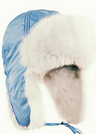 6-8 лет шапка ушанка теплая на мальчика голубая зимняя2 фото