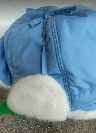 6-8 лет шапка ушанка теплая на мальчика голубая зимняя4 фото