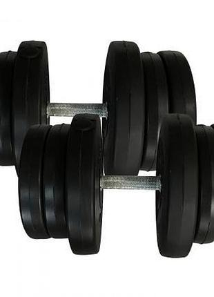 Гантели сборные композитные 2 шт по 21,5 кг newt rock pro-r покрытые защитным пластиком чёрного цвета прочные