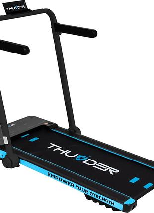 Беговая дорожка электрическая thunder impact-blue работает даже в небольшой квартире, в сложенном виде