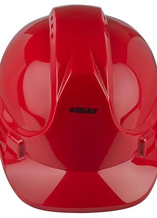 Каска будівельна захисна 8 точок кріплення для робітників червона sigma для захисту голови від травм ve-33