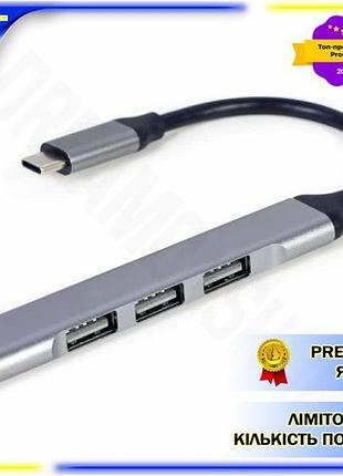 Dm хаб usb gembird специфікація 2.2 type-c 3.1 сірий 1xusb 3.0 3xusb 2.0 для комп'ютера кабель 13 см а spe|lz