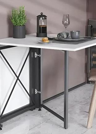 Стіл-книга трансформер оріон 2 ferrum-decor 750x1520x730 чорний метал дсп біле 16 мм (frd-104583)