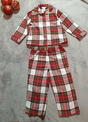 Красивая хлопковая пижамка в актуальную клетку на 2-3 года!