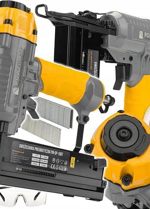 Пневмостеплер powermat + набор скоб 750шт и гвоздей 1000шт (польша)