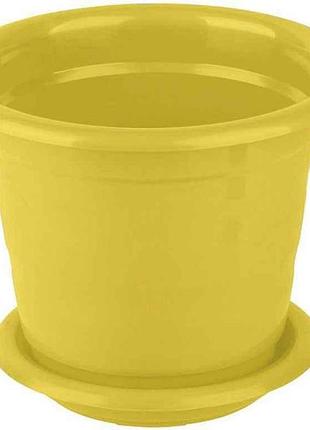 Горщик для квітів 700мл 140мм круглий з підст. жовтий тм консенсус
