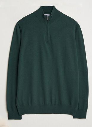 Чоловічий зіп светр charles tyrwhitt з горловиною на змійці темно зеленого кольору розмір xl