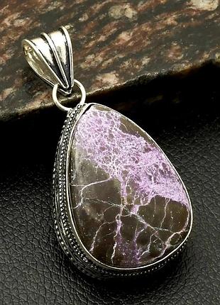 Кулон с натуральным редким пурпуритом, индийские украшения