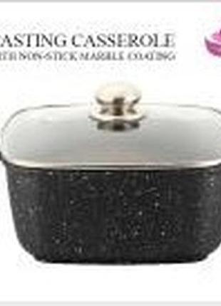 Кастрюля с крышкой из литого алюминия с мраморным антипригарным покрытием-2,1 л bn-360