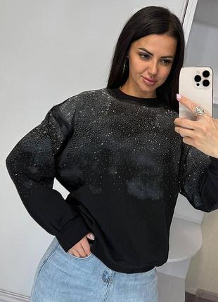 Кофта нарядная свитшот в стразах турция 42-54