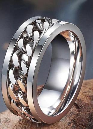 Кольцо спиннер с цепочкой из нержавеющей медицинской стали rs-047, 21