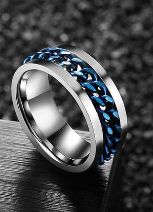 Кольцо спиннер с цепочкой из нержавеющей медицинской стали rs-049, 20