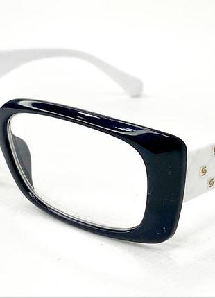 Корректирующие очки для зрения женские классические прямоугольные в пластиковой оправе с широкими дужками черно-белый, -1.25