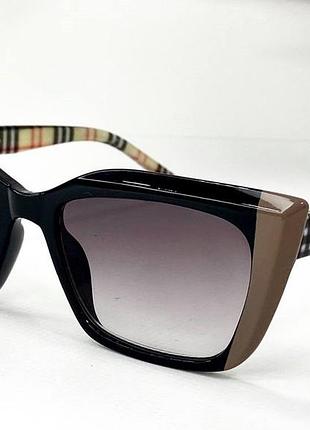 Коригувальні окуляри для зору жіночі тоновані лисиці в пластиковій двоколірній оправі бежевий, -4.5