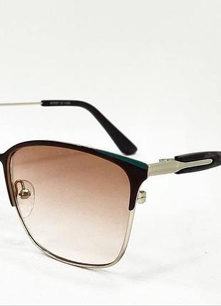 Очки для коррекции зрения женские тонированные в металлической оправе с выраженным верхом тоненькие дужки шоколадный, _1.5