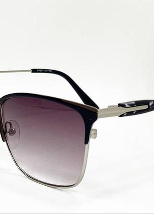 Очки для коррекции зрения женские тонированные в металлической оправе с выраженным верхом тоненькие дужки черный, +2.0