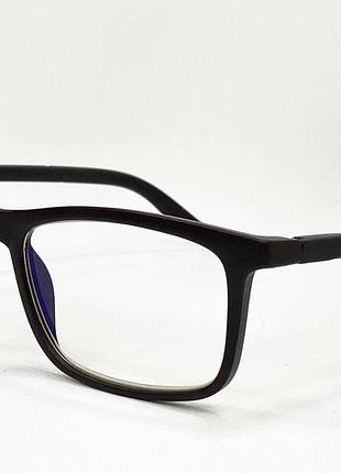 Очки для коррекции зрения мужские прямоугольные обзорные в матовой оправе дужки на флексах коричневый, +2.0