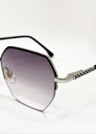 Очки для коррекции зрения женские полуободковые геометрия тонированные в металлической оправе черный, -0.75