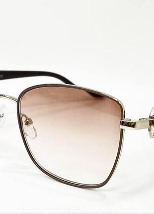 Очки для коррекции зрения женские в металлической оправе с градиентной тонировкой линз дужки на флексах коричневый, +0.75