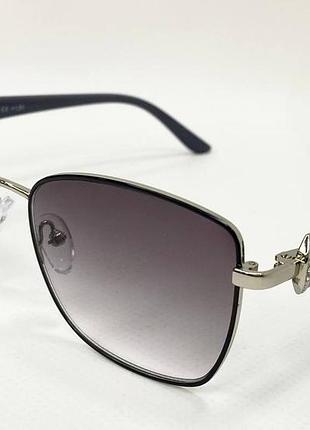 Очки для коррекции зрения женские в металлической оправе с градиентной тонировкой линз дужки на флексах черный, -3.75