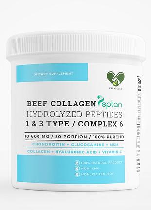 Колаген з хондроітином та глюкозаміном 5000 мг. 1 та 3 типу en'vie lab complex 6 питний в порошку чистий 30, банан